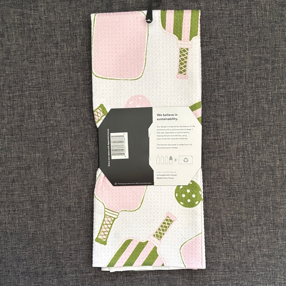 GEOMETRY Pink & Green Pickleball Kitchen Tea Towel - Picture 3 of 5